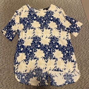 Harlowe & Graham Blue and White Floral Blouse